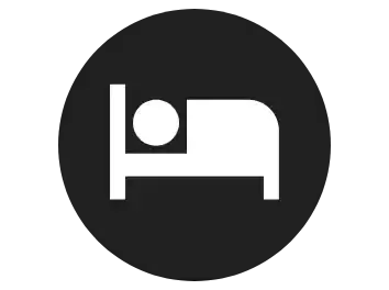 symbol łóżka w czarnym kółku